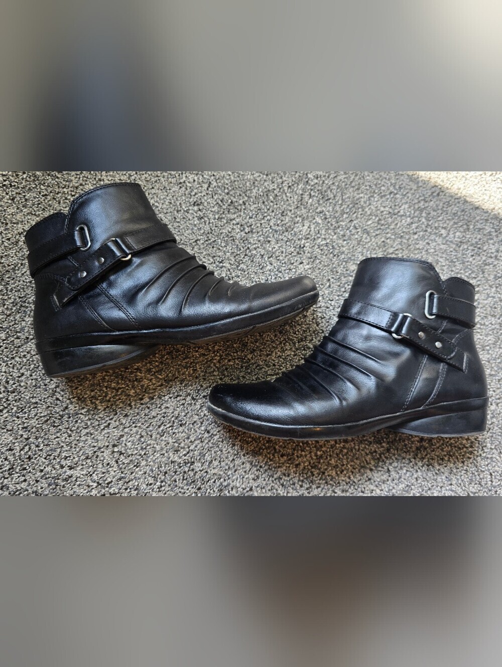 Naturalizer Cassini Black Leather Ruched Ankle Booties Size 8 M - Picture 5 of 9